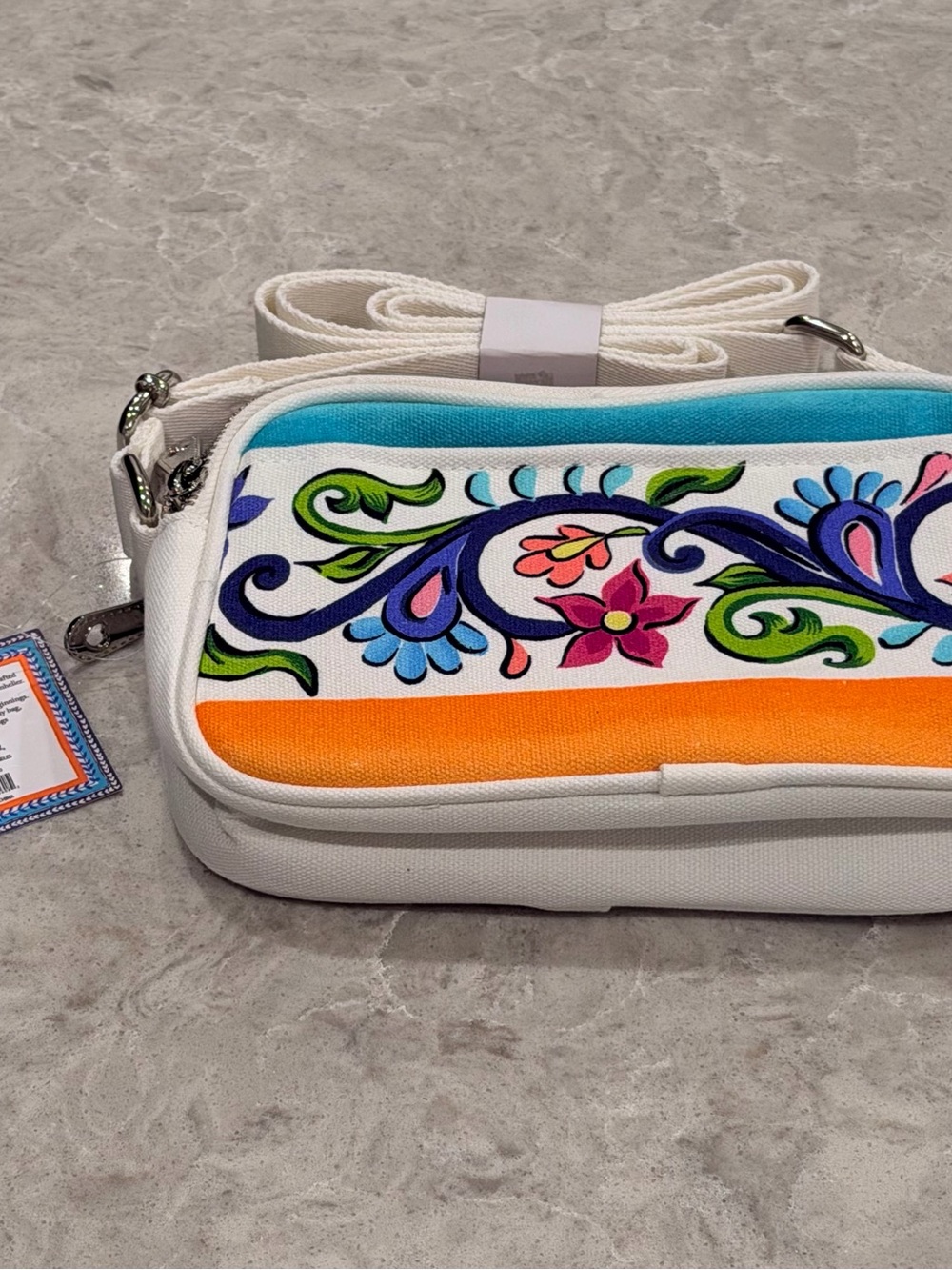 NWT Brighton Butterfly Garden Canvas Crossbody Bag Purse - LOVE Print - Picture 2 of 4